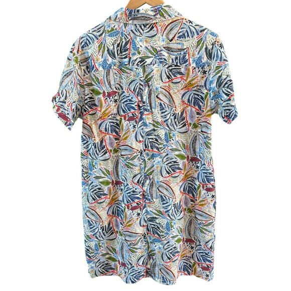 C&C California Botanical Print Linen Shirt Dress Medium Resort Wear Coastal Chic - Picture 5 of 6